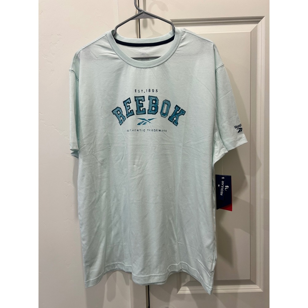 NWT Reebok Mens T-Shirt XL Blue Glass Est. 1895 Graphic Tee Athletic Gym